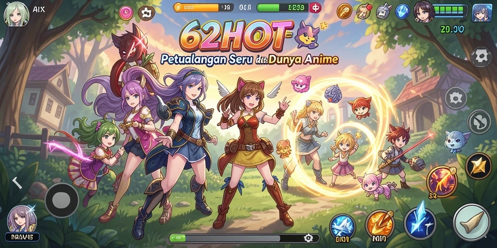 Screenshot dari gameplay menarik di 62HOT yang menunjukkan aksi karakter anime.