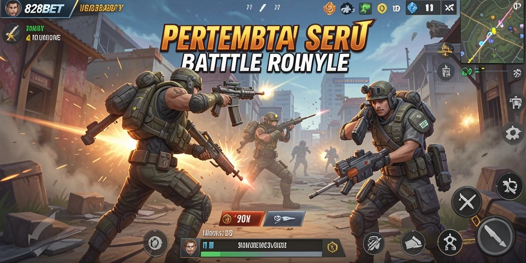 Screenshot menunjukkan aksi mendebarkan dalam pertempuran Battle Royale.
