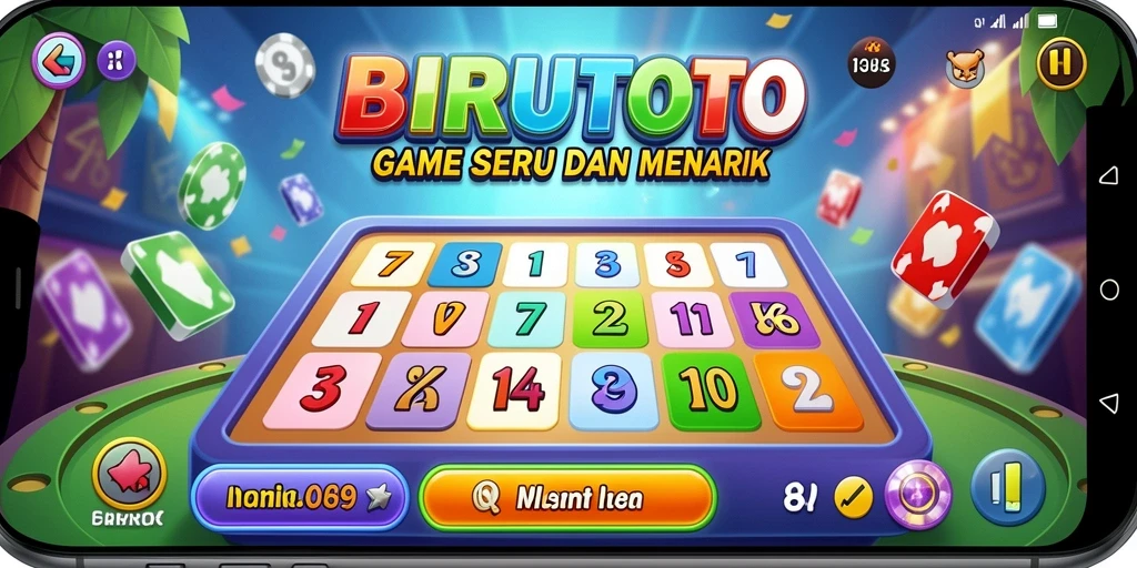 Tampilan gameplay menarik dalam BIRUTOTO yang penuh warna.