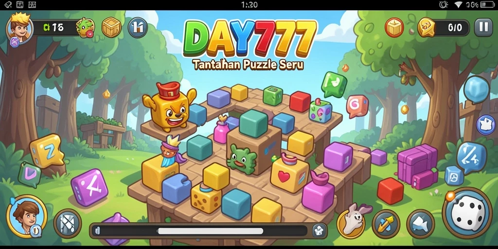 Tampilan gameplay DAY777 yang menampilkan berbagai tantangan Puzzle.