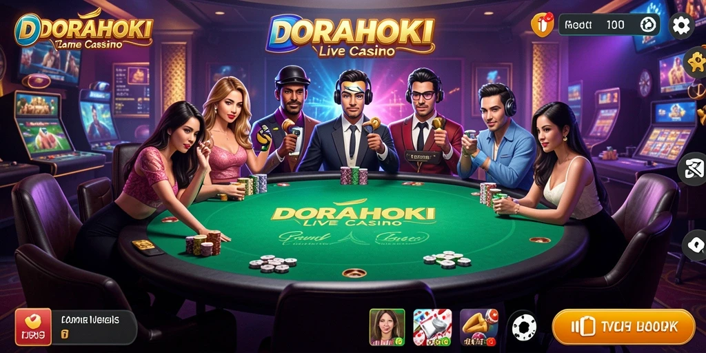 Gameplay seru DORAHOKI dengan dealer langsung dan interaksi sosial.