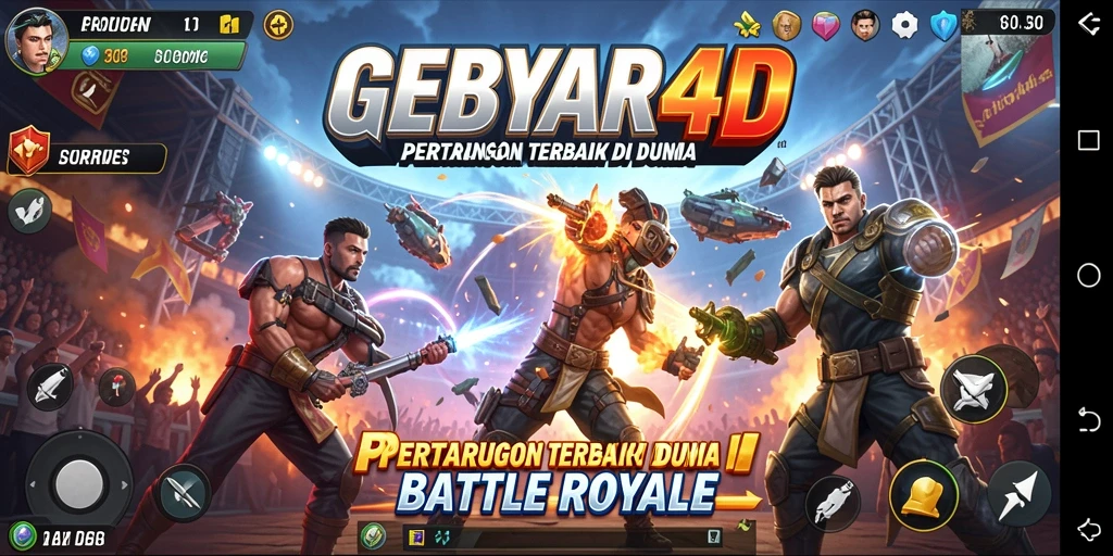 Tangkapan layar GEBYAR4D menampilkan aksi mendebarkan di medan perang Battle Royale.