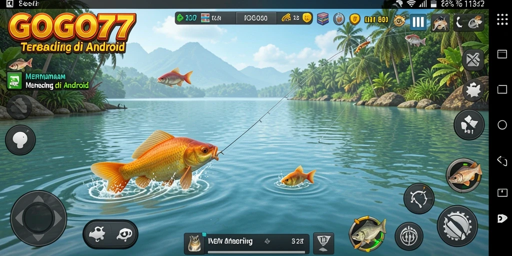 Screenshot GOGO77 menampilkan momen seru saat menangkap ikan.