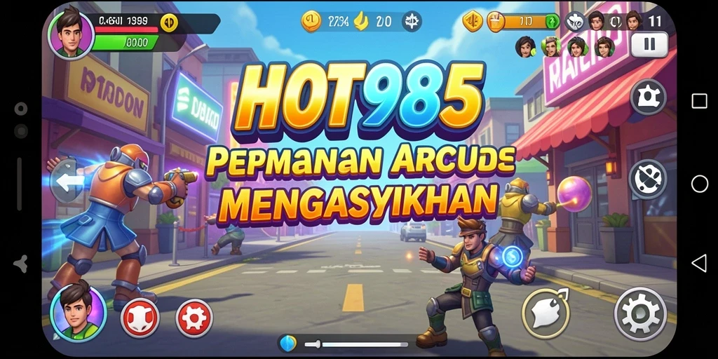 Screenshot utama menampilkan gameplay seru dari HOT985 di level menantang.