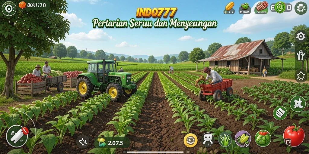 Tampilan gameplay <strong>INDO777</strong> dengan aktivitas pertanian yang menarik.