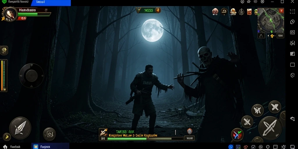 Tangkapan layar menunjukkan suasana menyeramkan di dalam gameplay TAR555.